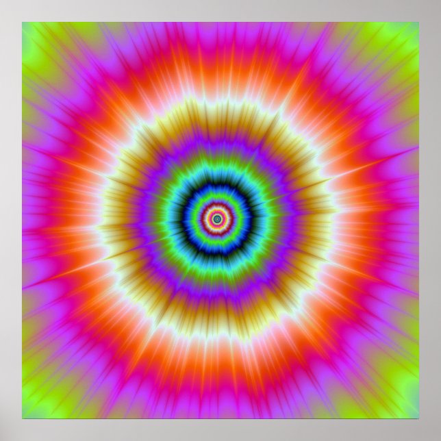 Tie-Dye em Violet Red e Green Poster (Frente)