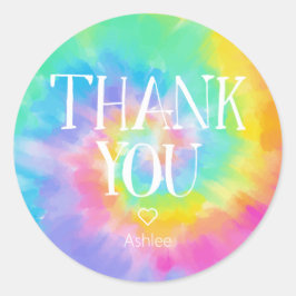 Tie Dye Obrigado Clássico Do Adesivo Redondo