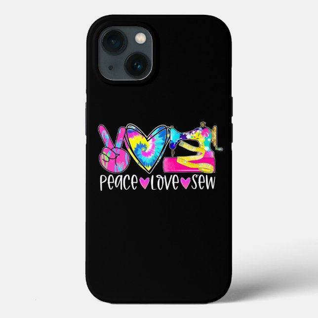 Tie Dye Peace Love Sew Funny Quilte Lover Quilte (Verso)