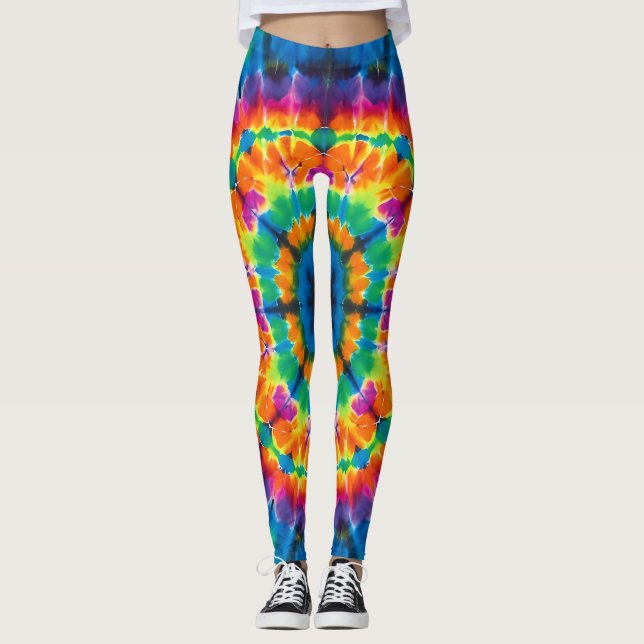 Tie-dyed, vibrant colored, leggings (Frente)