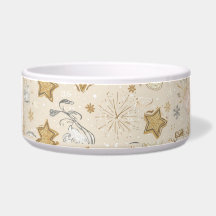 2026 New Year Cat Bowl – Gold Stars & Paw Prints