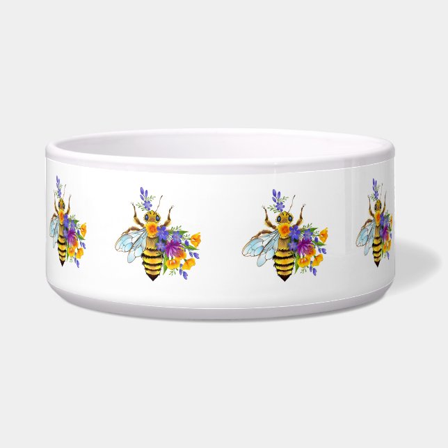 Tigela Abeja flor com plantas silvestres (Frente)