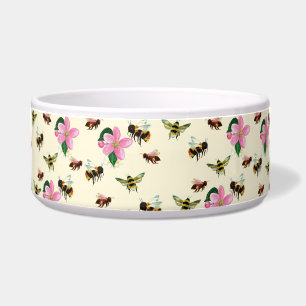 Tigela Abelhas e Bumblebes e Primavera cor-de-rosa