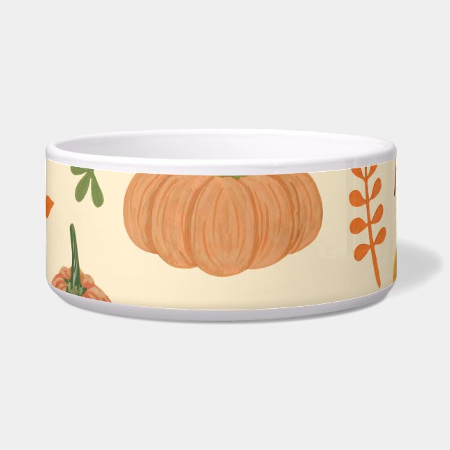 Tigela Abóboras verdes e laranja, padrão perfeito. (Frente)