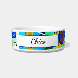 Tigela Abstrato Azul Moderno e Branco Matisse