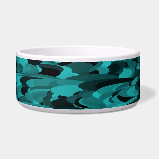 Tigela Abstrato Pet Preto-Teal (Frente)