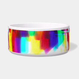 Tigela Abstrato Popart Primário Rainbow Cerâmica Pet Bowl