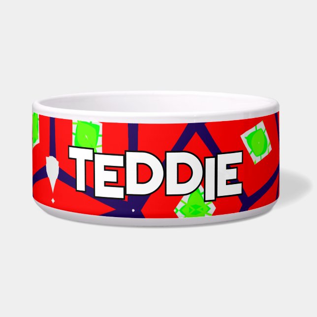 Tigela Abstrato Verde Vermelho Brilhante (Frente)