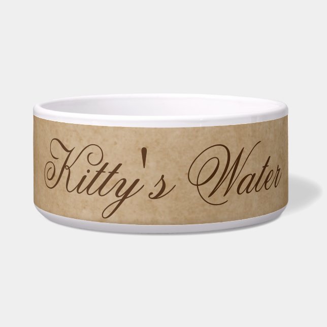 Tigela Água gatinho | Xarope de água de textura castanha (Frente)