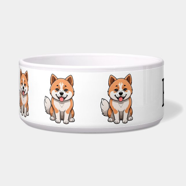 Tigela Akita Fofo Personalizado (Esquerda)