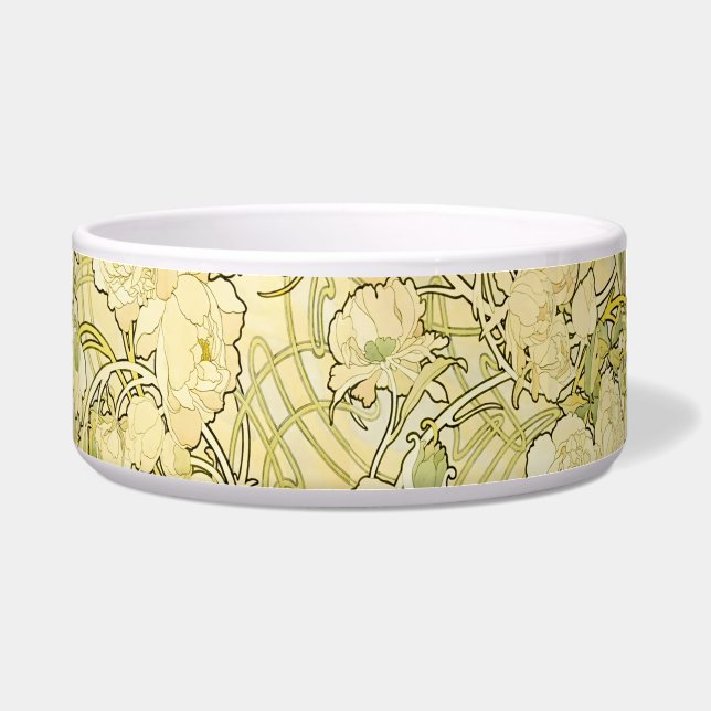 Tigela Alfonse Mucha Art Nouveau Peonies Botanical Art (Frente)