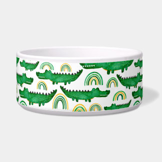 Tigela Alligador Crocodilo de Aquarela Arco-Íris