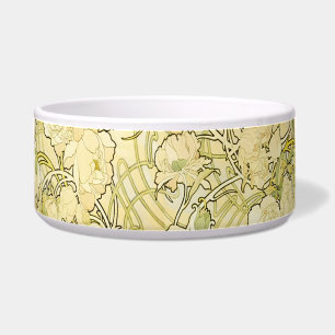 Tigela Alphonse Mucha Peonias Padrão Floral Art Nouveau