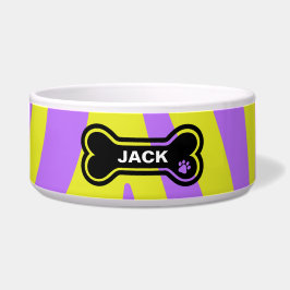 Tigela Amarelo-claro e Cão-Púrpura Personalizado