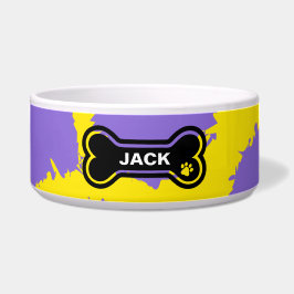 Tigela Amarelo-claro e Cão-Púrpura Personalizado