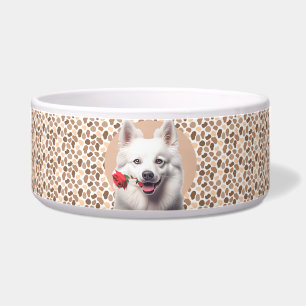 Tigela American Eskimo Personalize Photo & Name Dog Bowl
