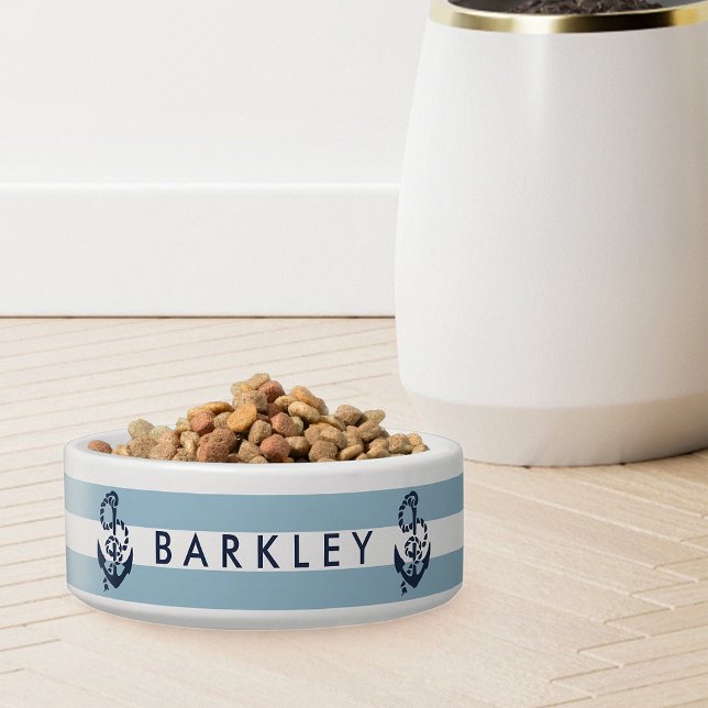 Tigela Âncora de faixa azul náutica personalizada (Criador carregado)