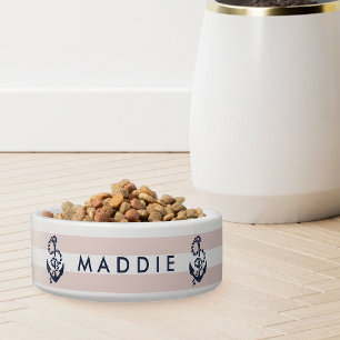 Tigela Âncora de faixa náutica rosa personalizada