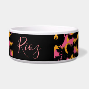 Tigela Animal Cor-de-rosa  Padrão Nome Preto    