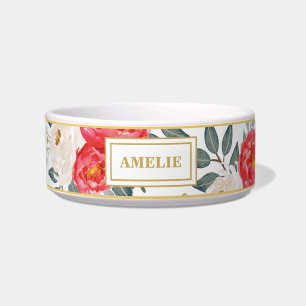 Tigela Animal de estimação elegante floral botânico