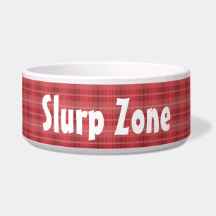 Tigela Animal de estimação "Zona de Slurp" Xadrez Vermelh