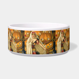 Tigela Antiguidade Halloween Jack O Lanterna Mulher do Co