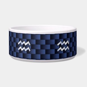 Tigela Aquarius Zodiac - Sinal de Fibra Azul Real de Carb