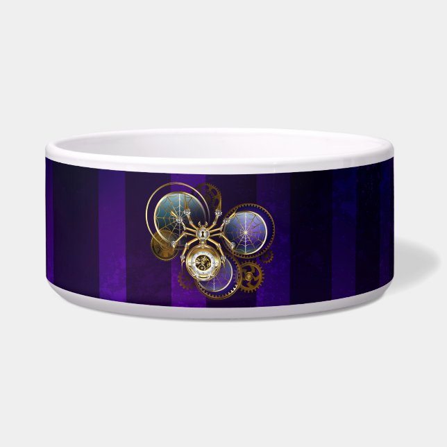 Tigela Aranha Steampunk no fundo roxo (Frente)