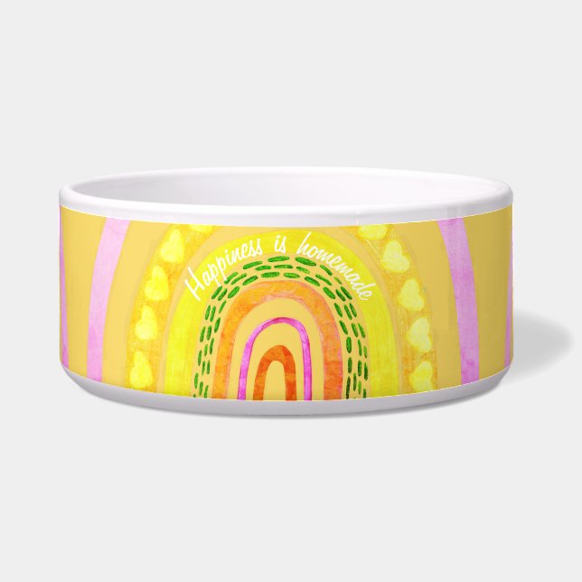 Tigela Arco-íris Boho 'Felicidade é Caseira'  (Frente)
