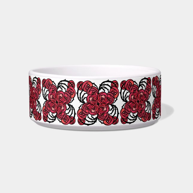 Tigela Art Nouveau Floral, vermelho e rosa preto, design (Direita)