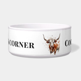 Tigela Arte de rancho ocidental de Longhorn em aquarela p