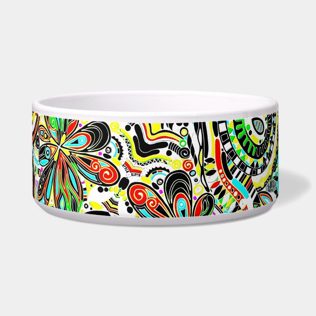 Tigela Arte Fantástica de Esboço - Flores de Abstrato 3 (Frente)