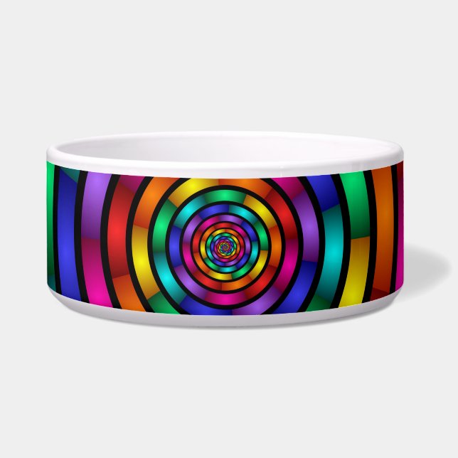 Tigela Arte Fractal Arredondada e Psicodélica Colorida Mo (Frente)