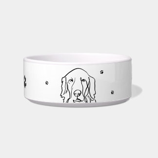 Tigela Arte Linear de Golden Retriever Personalizável