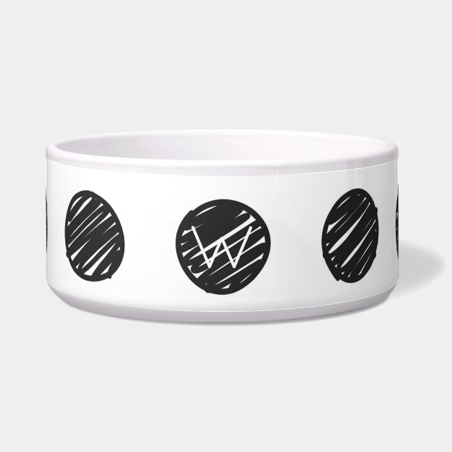 Tigela Artisan Bolinhas INITIAL Black White Pet Chic (Frente)