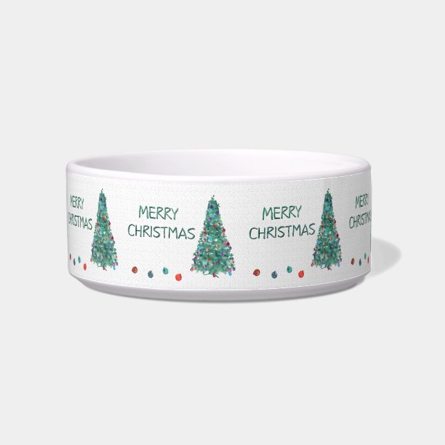 Tigela Árvore da aguarela do Feliz Natal (Direita)