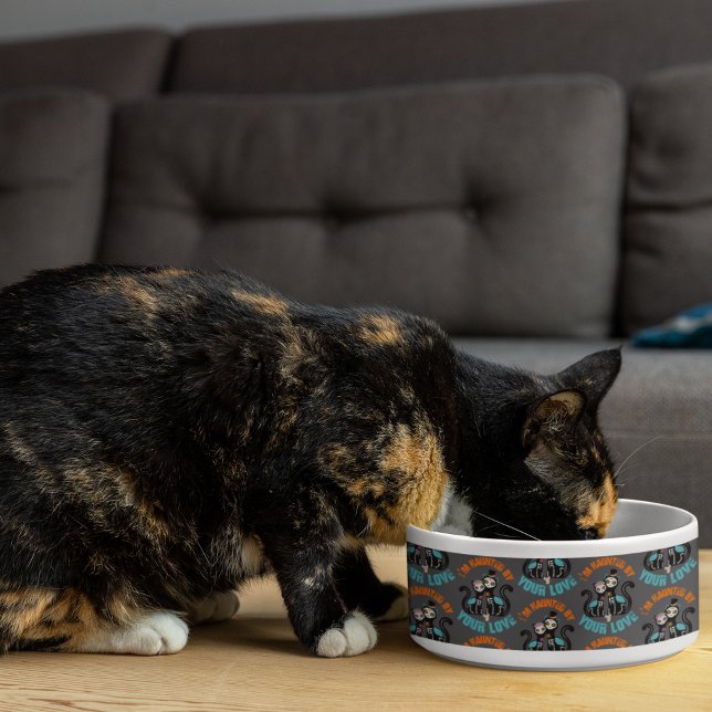 Tigela Assombrado Pelo Seu Amor Caveira de Açúcar Gato (Criador carregado)