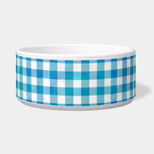 Tigela Azul Checkered e branco da xadrez do búfalo