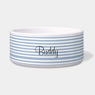 Tigela Azul e Listra Branca para Cachorro Fofo
