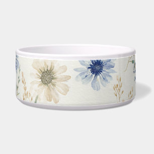 Tigela Azul Floral Branco