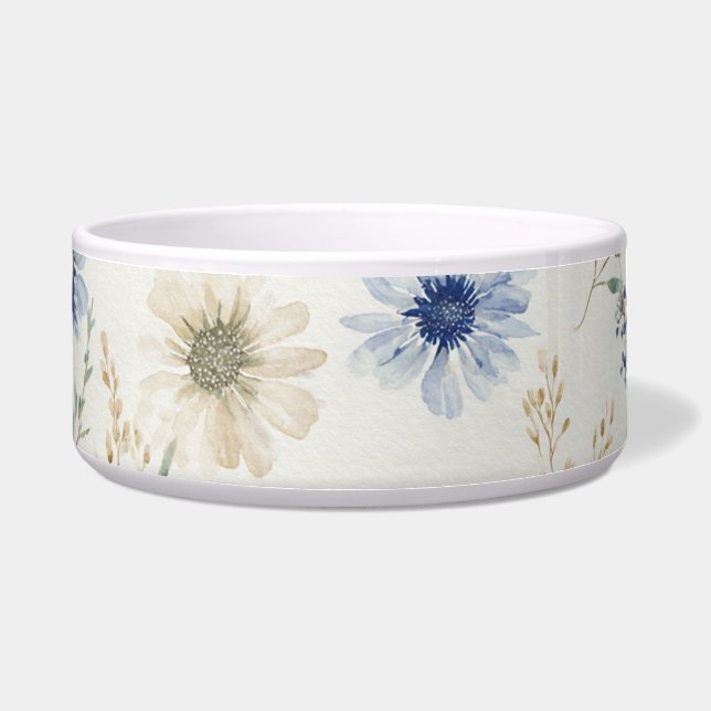 Tigela Azul Floral Branco   (Frente)