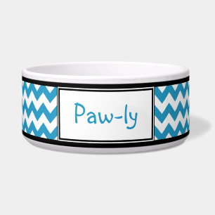 Tigela Bacia azul & branco personalizada de Chevron do