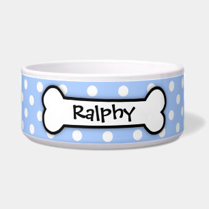 Tigela Bacia azul personalizada do cão das bolinhas