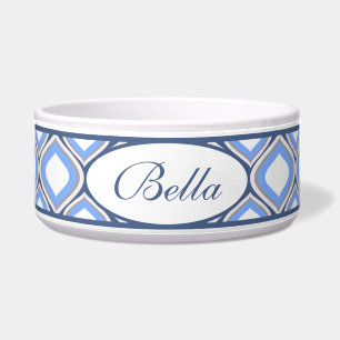Tigela Bacia cerâmica personalizada Ogee azul do cão