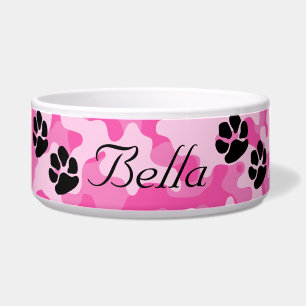 Tigela Bacia cor-de-rosa do cão da camuflagem