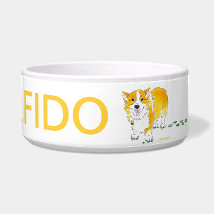 Tigela Bacia do cão do Corgi do trevo de quatro folhas