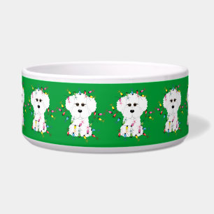 Tigela Bacia do cão do Natal de Bichon Frise