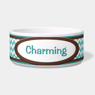 Tigela Bacia personalizada Chevron do cão de Brown & de