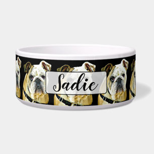 Tigela Bacia personalizada do cão preto do buldogue