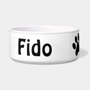 Tigela Bacia personalizada Pawprint viva do cão de BW do